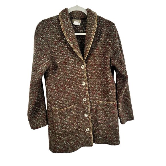The Territory Ahead Brown Alpaca Blend Button Front Cardigan Sweater Womens Med - Picture 1 of 4